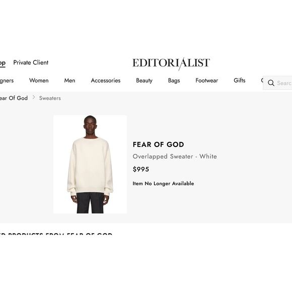 Fear of God 7th‎ Collection Overlapped Boat Neck Voluminous Sweater Medium Fall - Picture 3 of 12